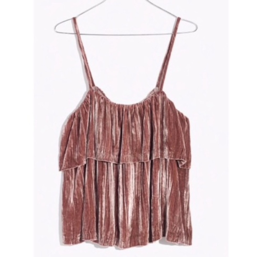 NWT Madewell Crushed Velvet Ruffle Tank